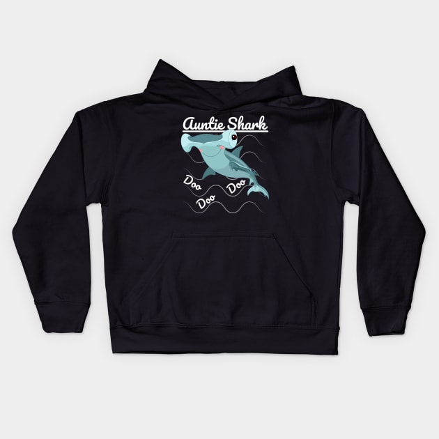 Auntie Shark Doo Doo Doo Kids Hoodie by BlackRavenOath